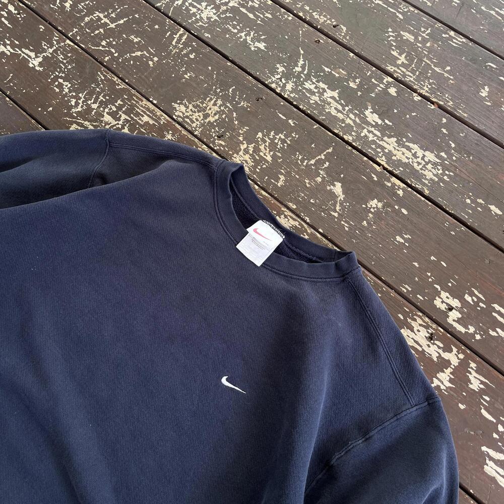 (XXL) Vintage 90s Y2K Nike Crewneck Sweatshirt Embroidered Check Swoosh Distress